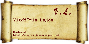 Vitáris Lajos névjegykártya